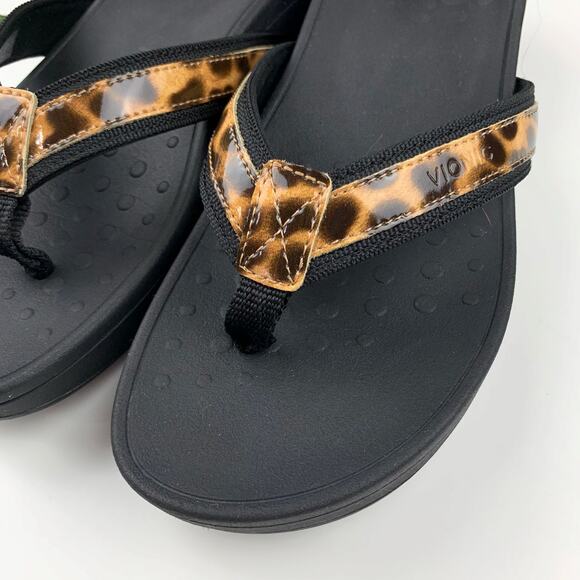 Vionic High Tide Sandals Flip Flops Black Animal Print Platform Comfort Womens 7 - Picture 3 of 10